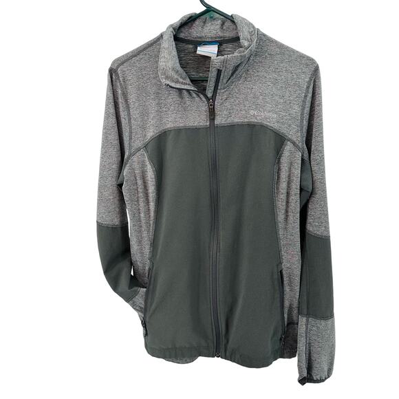Columbia Zip Up Green/Gray WMNS L Active Long Sleeve Colorblock Activewear Top - Picture 2 of 9